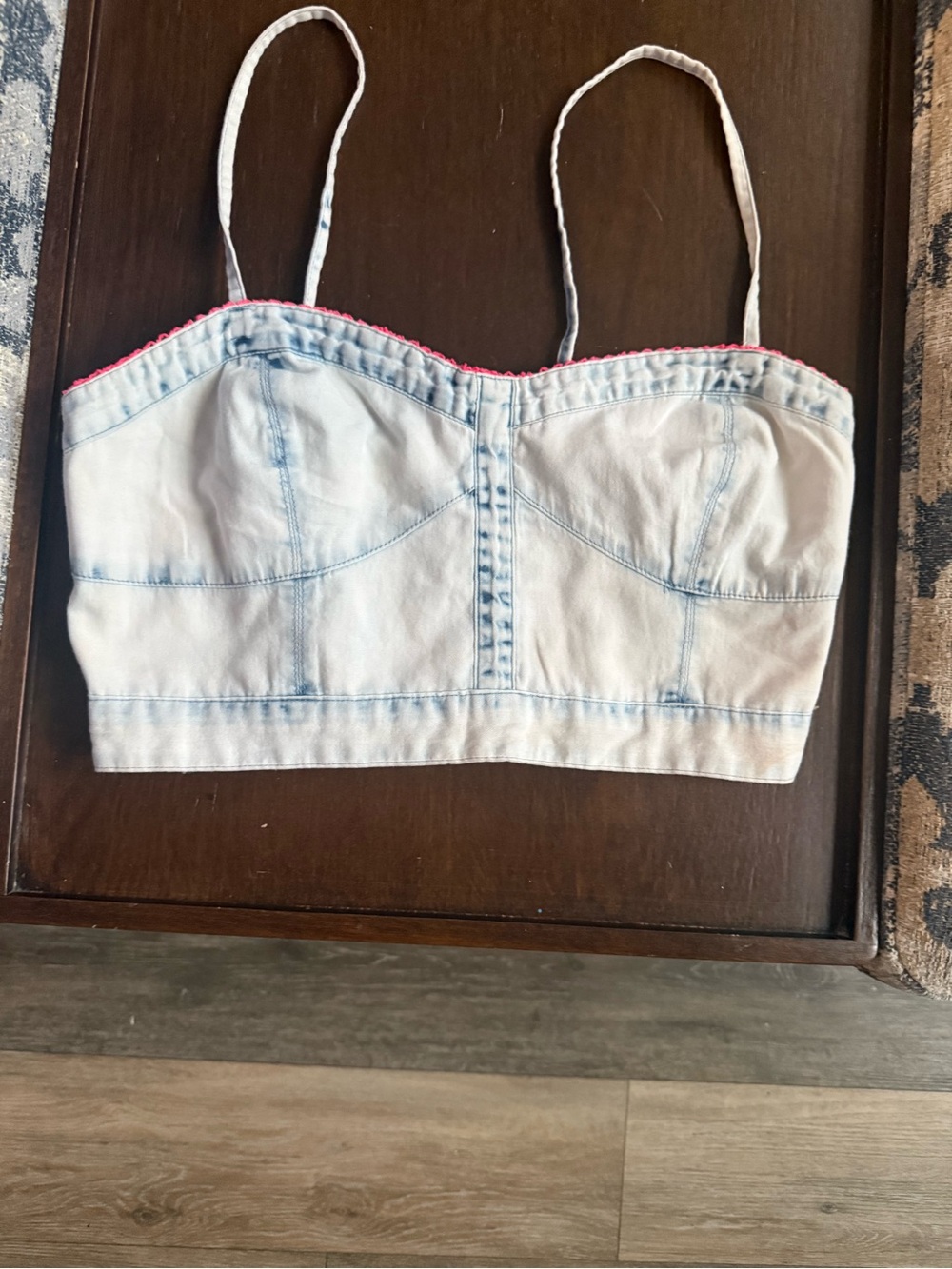 Bustier Crop Top with Pink Trim